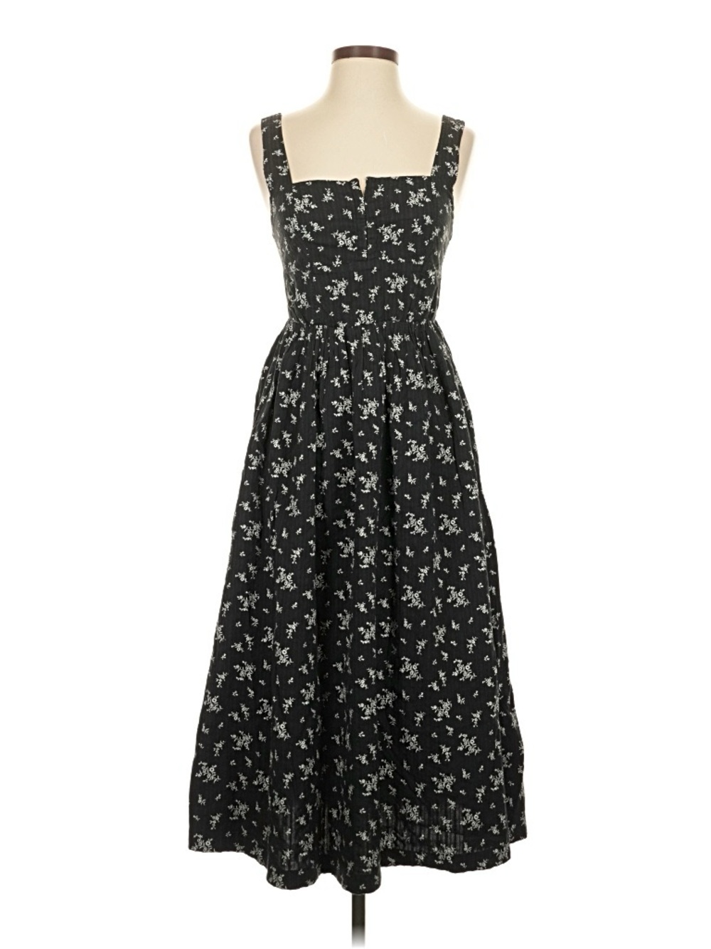 aerie Black Floral Square-Neck Maxi Dress